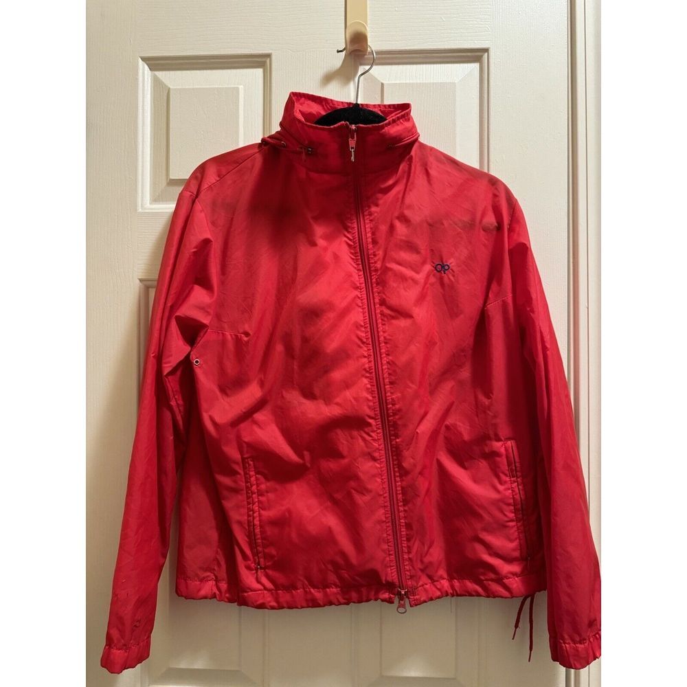 Vintage OP 1980s OCEAN‎ PACIFIC Red Nylon Windbreaker Jacket Size M Medium